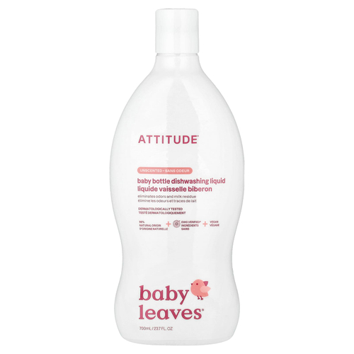 ATTITUDE, Baby Leaves®, бутылочка с жидкостью для мытья посуды, без запаха, 700 мл (23,7 жидк. унции)