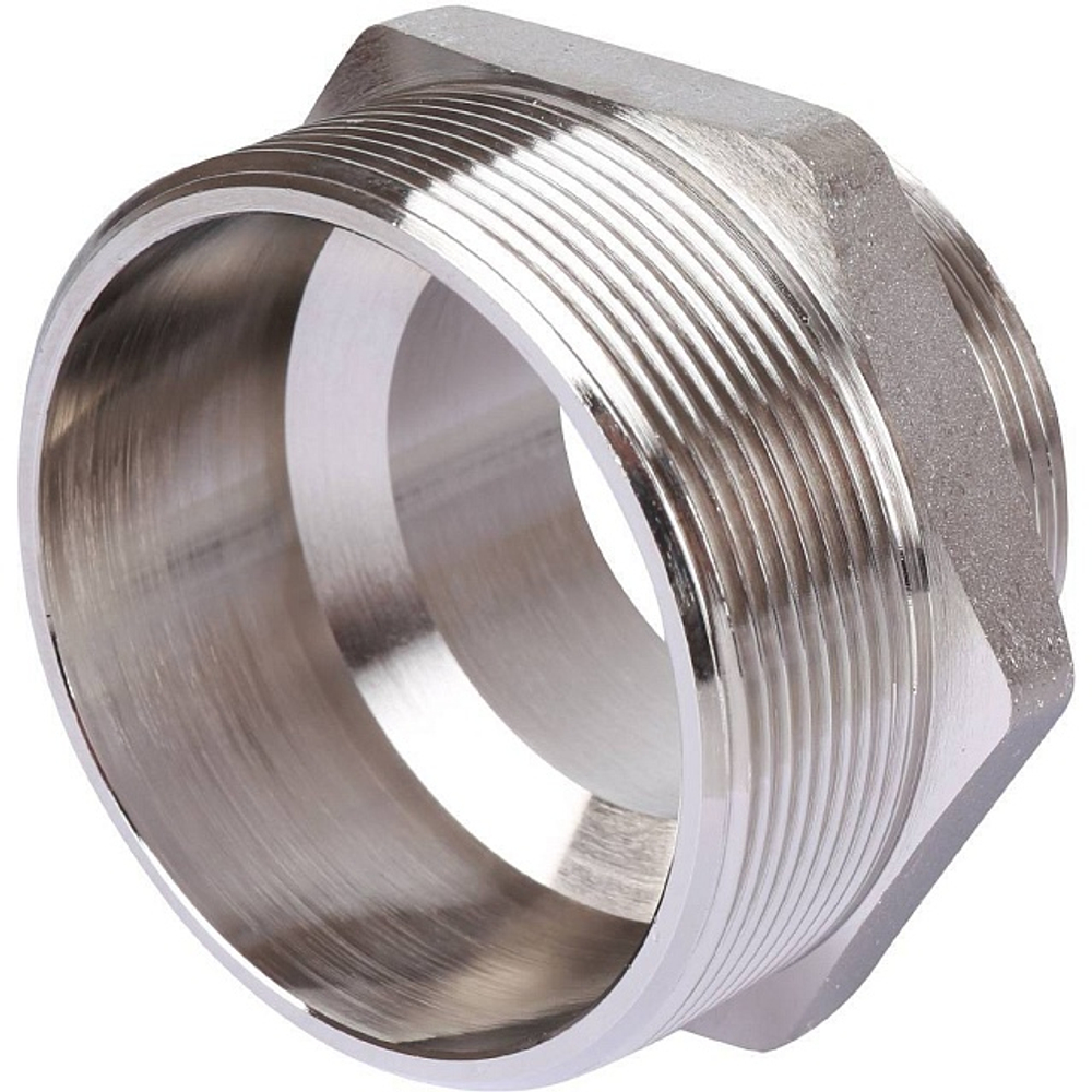Ниппель редукционный STOUT SFT 0004 - 2"1/2 x 2" (для стальных труб, латунь никелированная)