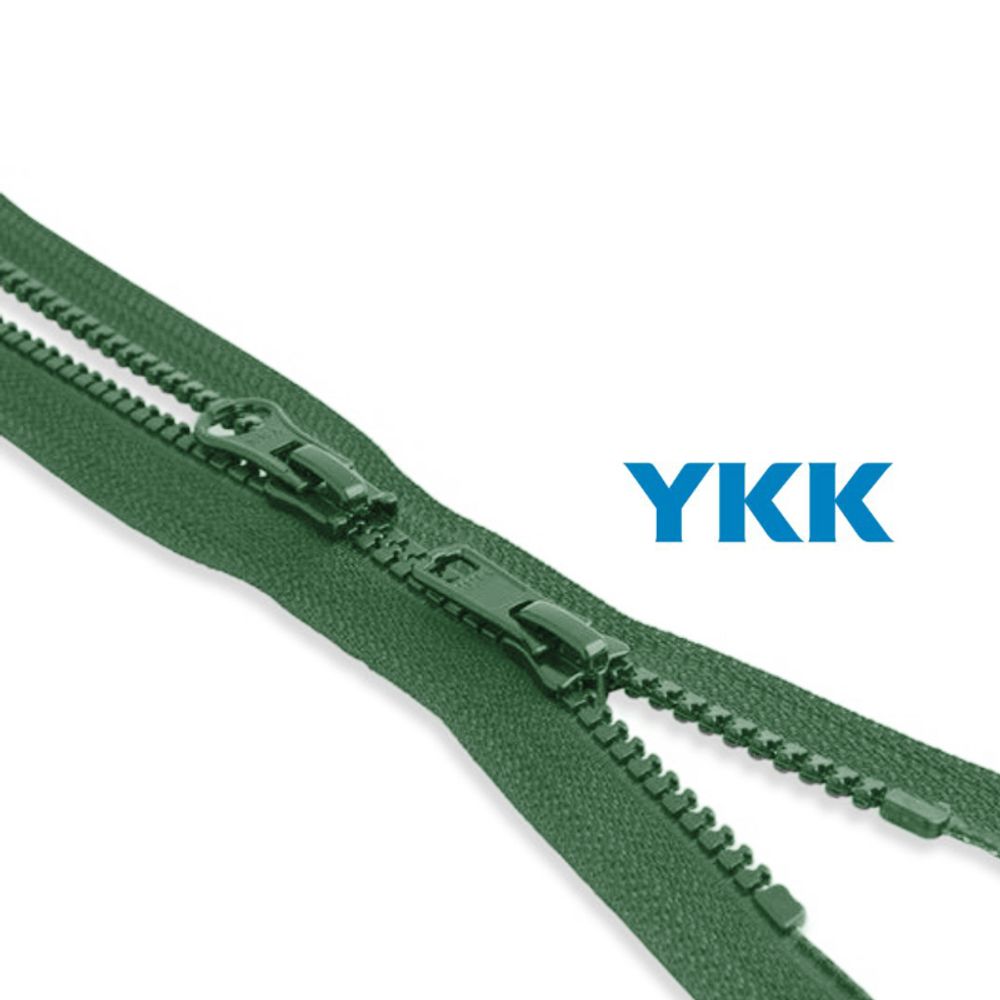 Молния трактор YKK Т5 (5 мм) 2 зам., разъем., 75 см, цв. 878 т.зеленый, уп.10 шт