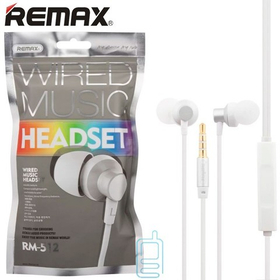 Гарнитура mini jack 3.5 Remax RM-512 (вакуумные) Белый