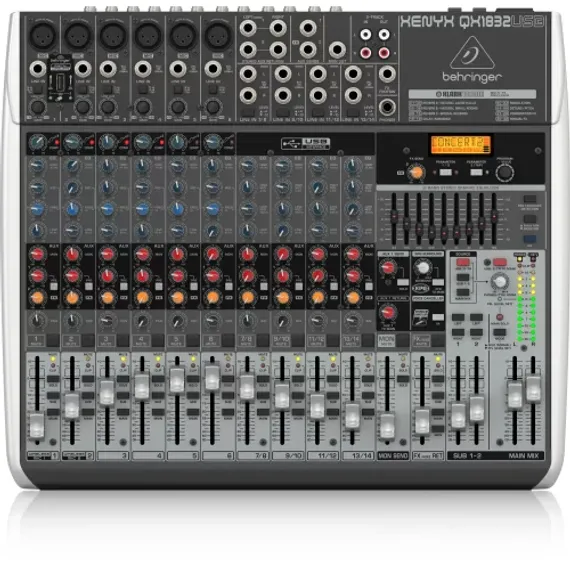 Behringer QX1832USB - микшер, 18 каналов, USB/аудио интерфейс, мик предусил и компр, 9 EQ, Multi FX