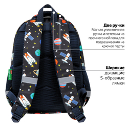 Рюкзак BRAUBERG KIDS SET, с пеналом в комплекте, 2 отделения, "Space infinity", 37x28x16 см, 272099