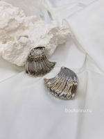 Серьги серебро рифленое волна