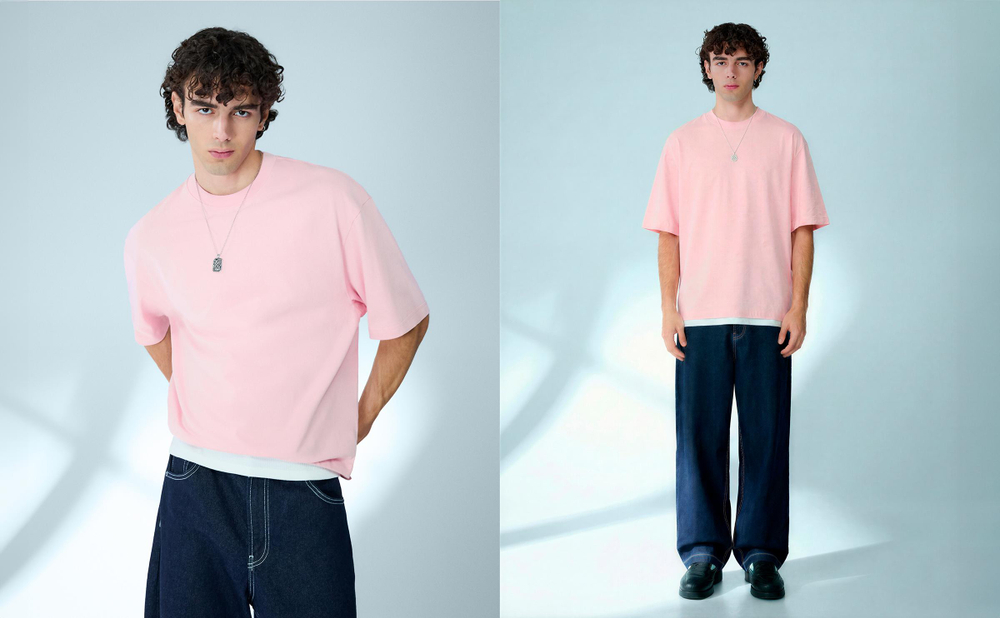 Мужская плотная футболка boxy fit - BERSHKA