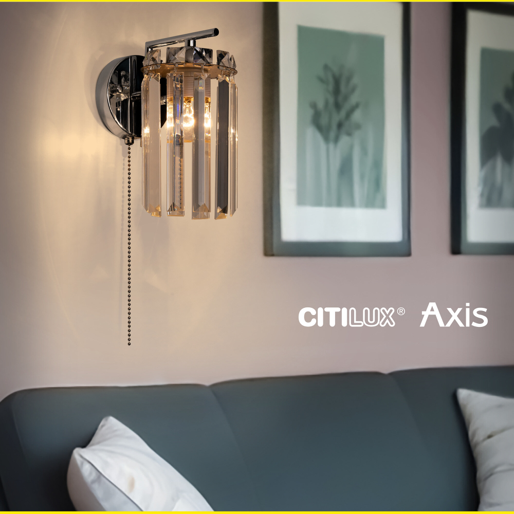 Citilux AXIS CL313411 Бра хрустальное с выключателем Хром