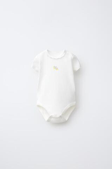 ZARA НАБОР ИЗ ПЯТИ БОДИ С КОРОТКИМИ РУКАВАМИ И ЛИМОНАМИ, СИНИЙ/БЕЛЫЙ