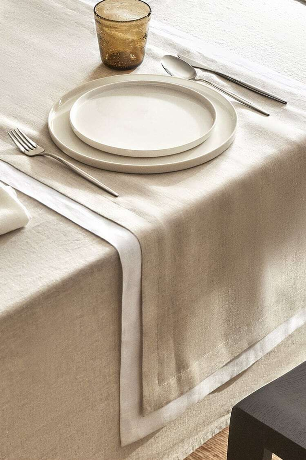 ZARA HOME ДВУХСЛОЙНАЯ НАСТОЛЬНАЯ ДОРОЖКА, ЭКРЮ