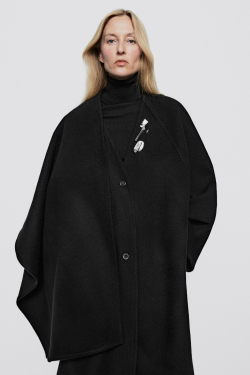 Massimo Dutti Пончо из смеси шерсти и кашемира - Limited Edition, черный