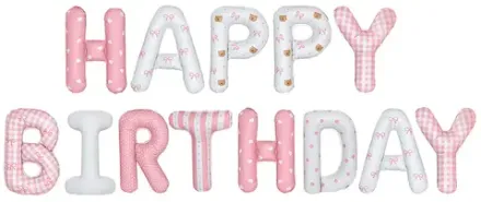 Набор букв Нappy Вirthday "Розовые бантики" 41 см