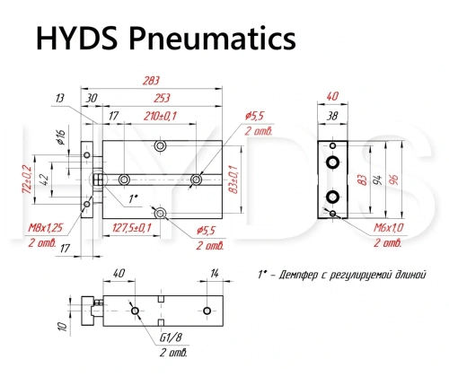 TN 32x175-S Пневмоцилиндр двухпоршневой