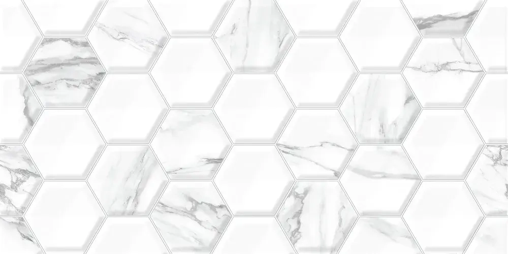 Настенная плитка ALMA Ceramica TWU09VEG017 Vegas 50x24.9 белая глянцевая рельефная под мозаику
