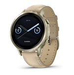 Смарт-часы GARMIN VENU 4, Amoled, 41мм Lunar Gold с кожаным ремешком, 010-03013-03