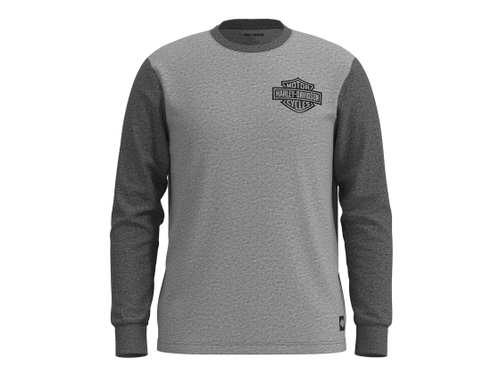 Лонгслив Men's Bar & Shield Colorblock Tee - Heather Grey Harley-Davidson