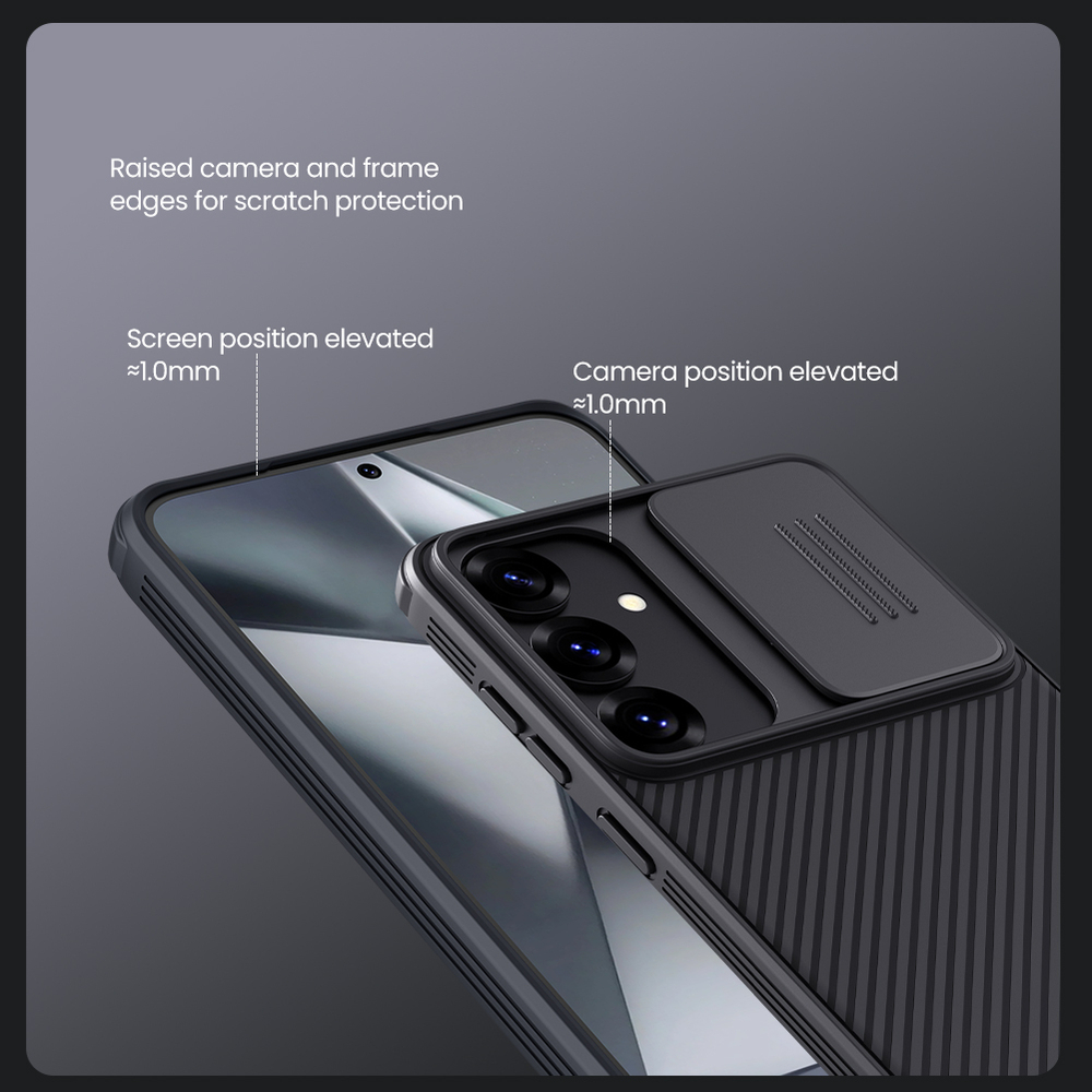 Чехол усиленный с защитной шторкой для камеры от Nillkin на Samsung Galaxy S25, серия CamShield Pro Case