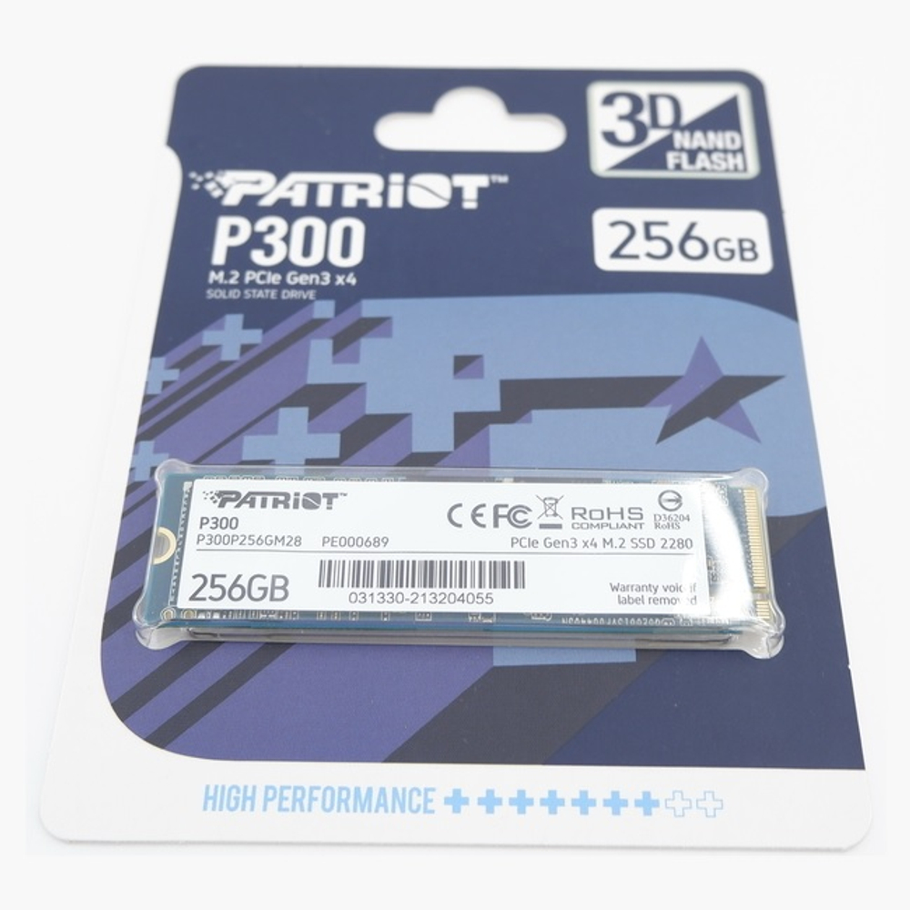 Жесткий диск SSD M.2 256Gb Patriot Memory P300, 1700/1100MBs, 260000 IOPS, 3D TLC, 2280, PCI-E 3.0 x4 (P300P256GM28)