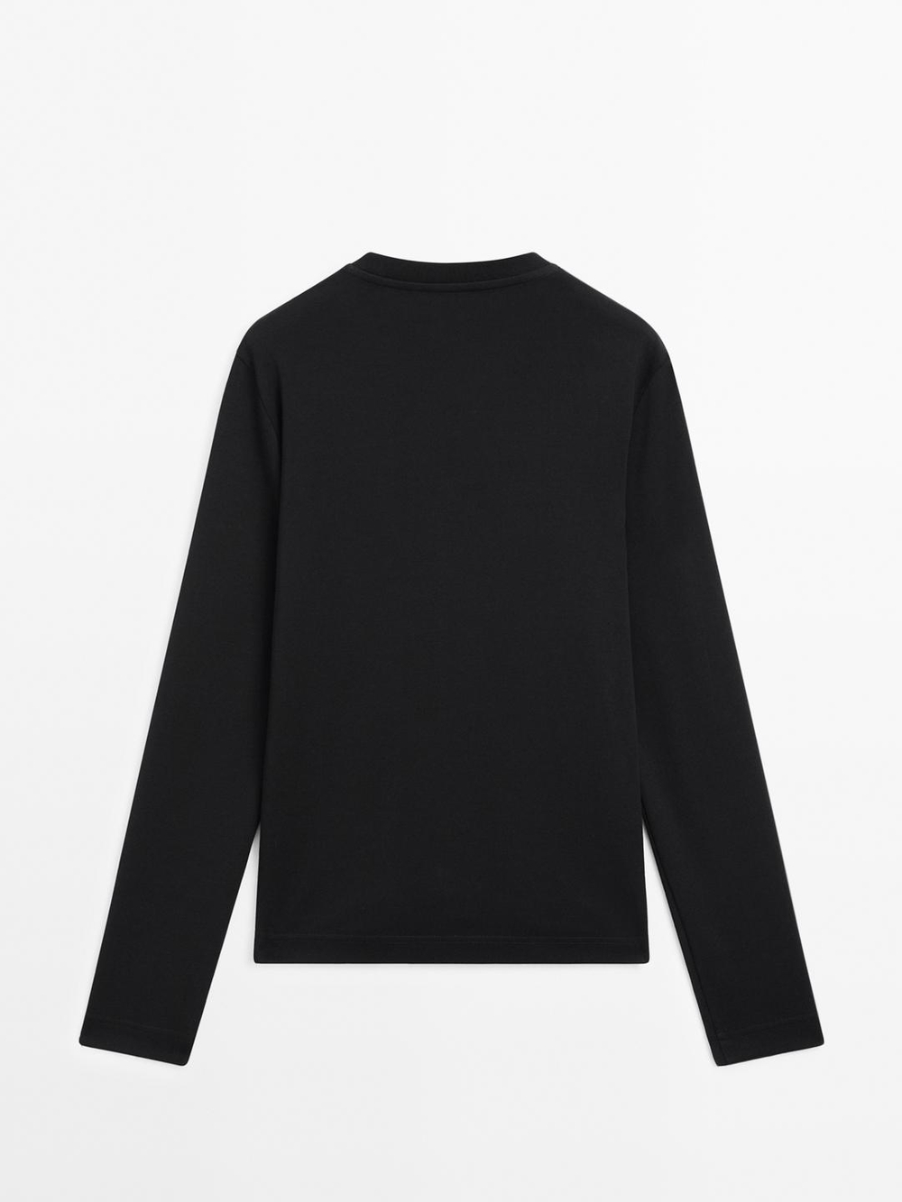 Massimo Dutti Футболка из 100% хлопка с длинными рукавами, черный