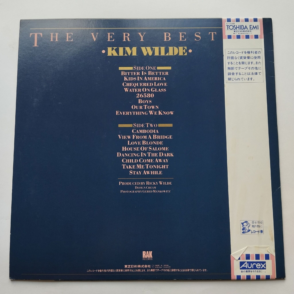 Винтажная виниловая пластинка LP The Very Best Of Kim Wilde (Japan 1984) (Obi) (Promo)