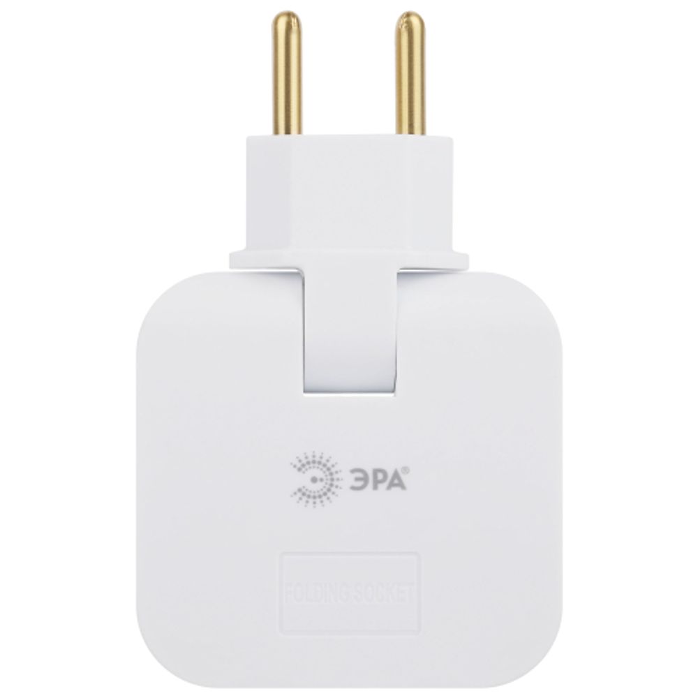 Разветвитель электрический ЭРА SPF-2-FL-USB поворотный на 2 розетки + 2USB 10А белый | Электротовары