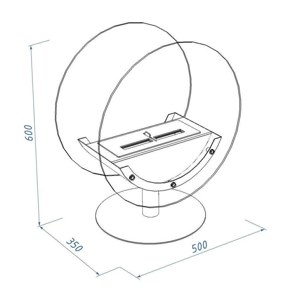 Биокамин Royal Thermo RTBFP-F500ML Mirror Lens