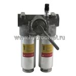 FLNDBN/HC250DDF10C1.X - Линейный фильтр гидравлический сдвоенный модели FLND тонкость фильтрации 10 мкм, типоразмер 250, вид присоединения: резьба G11/2, материал корпуса - алюминий, рабочее давление до 25 бар, электрический индикатор загрязнения