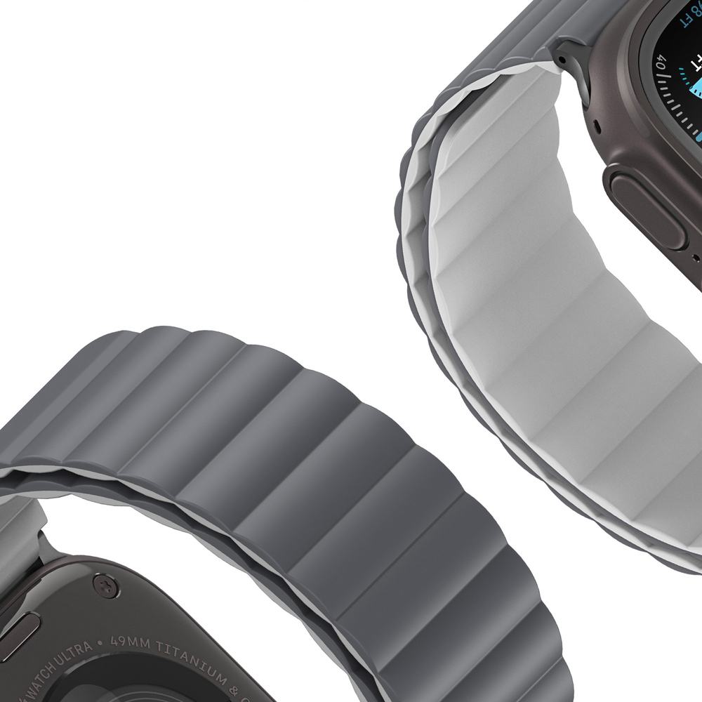 Ремешок магнитный двухсторонний от Dux Ducis для смарт часов Apple Watch 42, 44, 45, 46, 49мм, серия SD Series (два цвета Dark Grey/Light Grey)