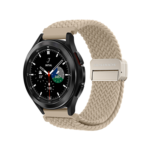 Эластичный ремешок серого цвета (Beige) от Dux Ducis для смарт часов Samsung Galaxy Watch 45 и 46мм (размер крепления 22мм), серия Strap (Mixture Pro Series)