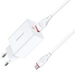 Зарядное устройство Borofone BA21A 18W QC3.0 3A USB + кабель Type-C White