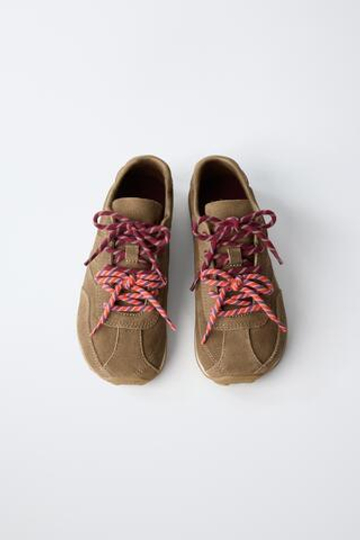 ZARA КОЖАНЫЕ КРОССОВКИ BAREFOOT, КОРИЧНЕВЫЙ