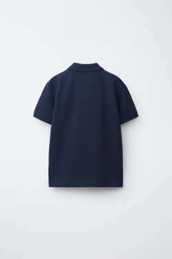 ZARA БАЗОВОЕ ПОЛО ИЗ ПИКЕ, СИНИЙ