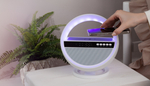 Bluetooth колонка "Smart Orb" 5Вт с беспроводным (15W) ЗУ, лампой, часами, FM радио, цвет белый