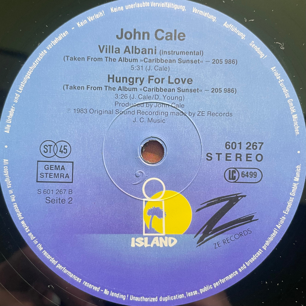 John Cale ‎– Villa Albani (Германия 1984г.) 12", 45 RPM