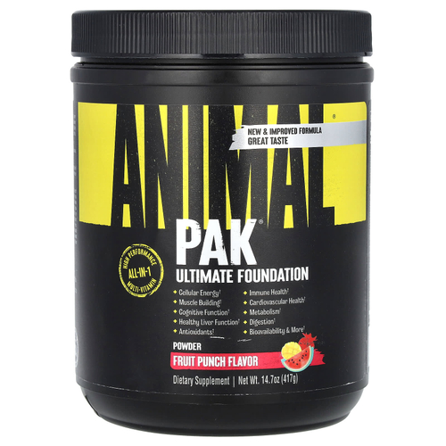 Animal, Pak, Ultimate Foundation, добавка с мультивитаминами, со вкусом фруктового пунша, 417 г (14,7 унции)