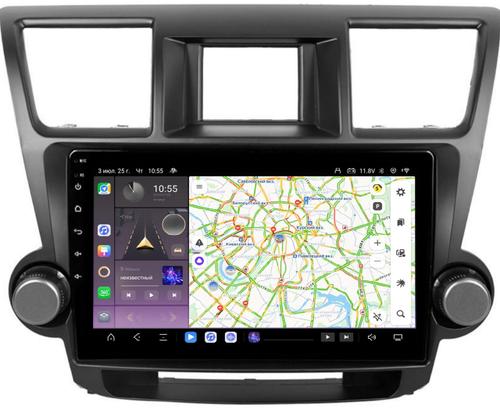 Магнитола для Toyota Highlander 2 2007-2013 XU40 (крутилки декоративные) - Kuberg QLed, Android 13, Быстрейшая, CarPlay, SIM-слот