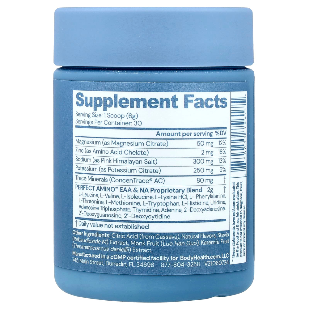 BodyHealth, Perfect Amino ™ Electrolytes, лимон и лайм, 180 г (6,35 унции)
