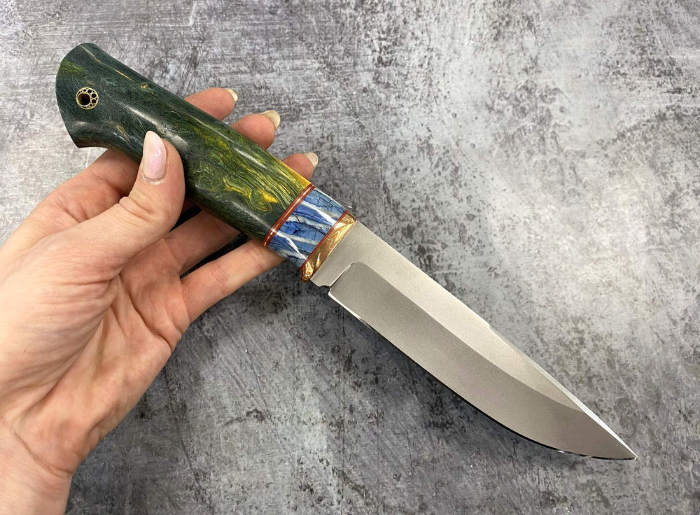 Нож Тигр, Bohler S390, макумэ ганэ, зуб мамонта, карельская береза