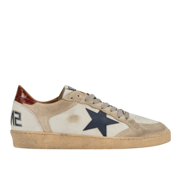 Golden Goose Ball Star / Бежевые / темно-синяя звезда муж