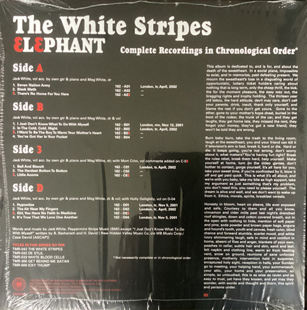 The White Stripes / Elephant (20th Anniversary Edition)(Coloured Vinyl)(2LP)