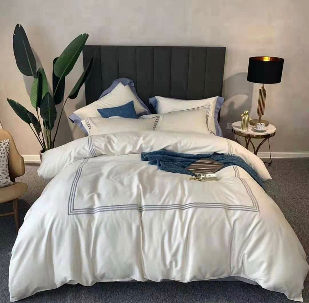 ZEPHYR HOME КПБ Двуспалка ЕВРО Египетский хлопок 100s белый с мятой