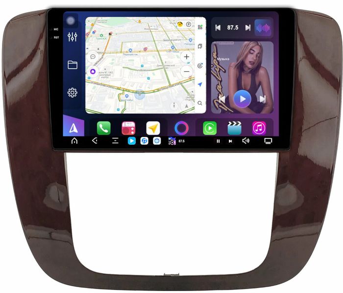Магнитола для Chevrolet Tahoe 2006-2014 (рамка под дерево) - FarCar S500-TS20 монитор 9.5" 2K QLED на Android 14, Быстрейшая, CarPlay, 4G SIM-слот