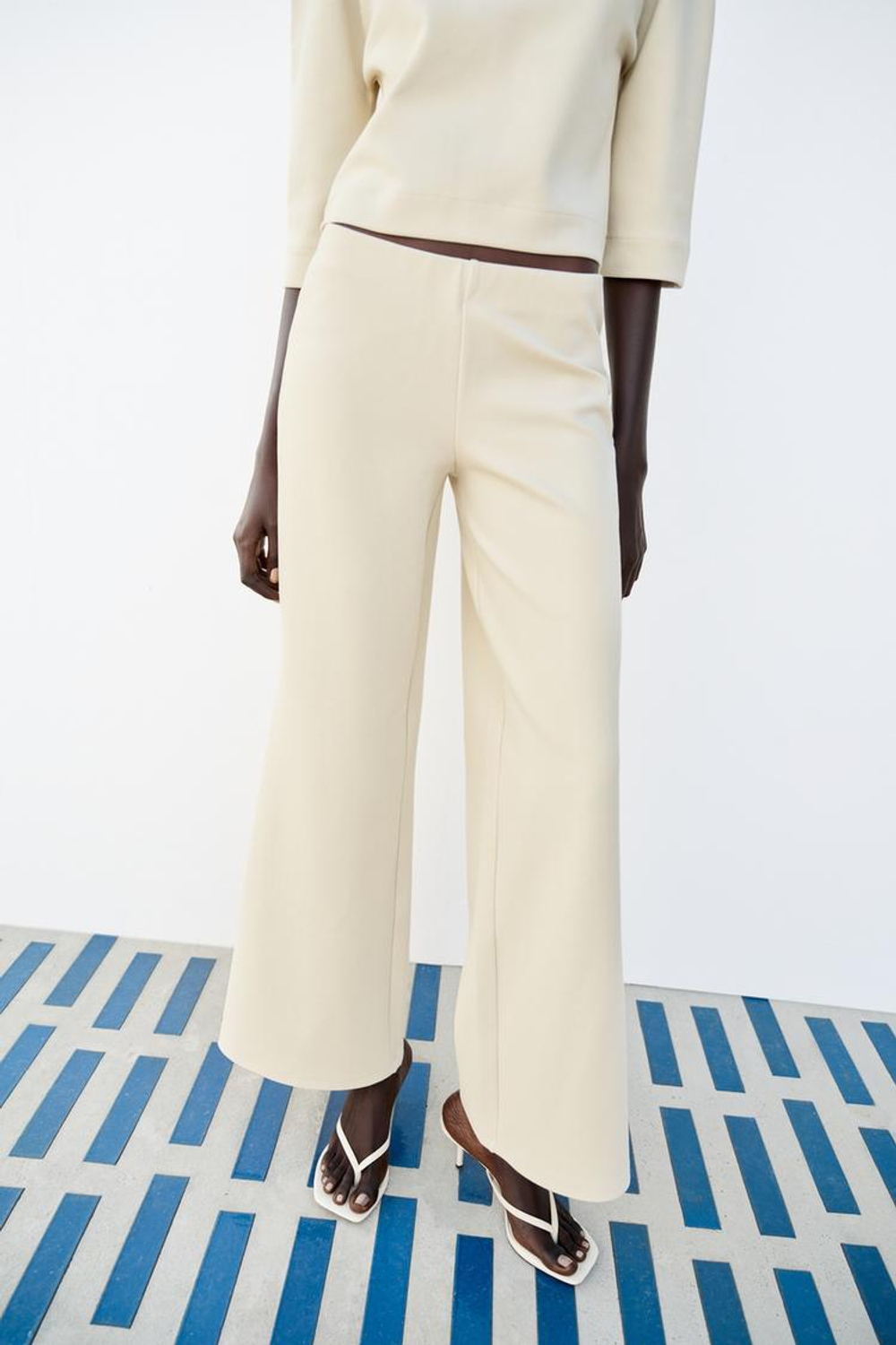 ZARA БРЮКИ ПАЛАЦЦО, ЭКРЮ