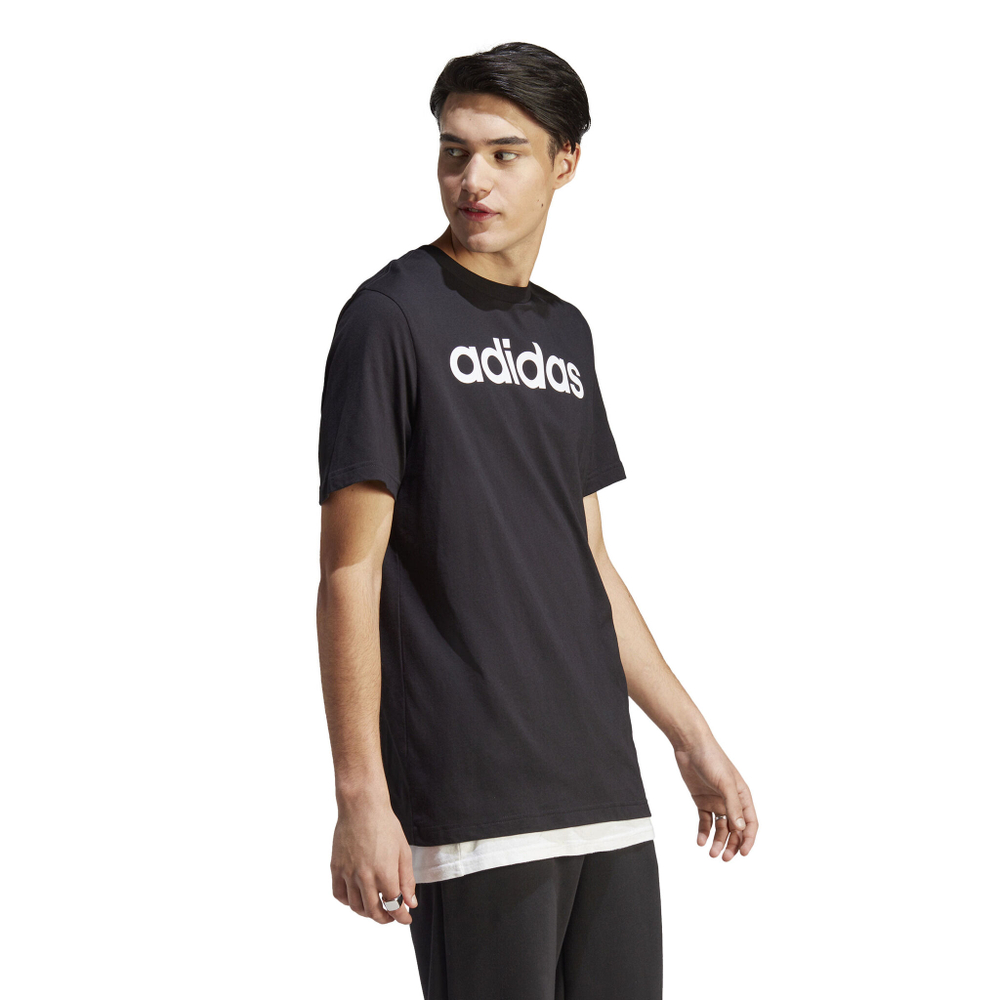 Мужское теннисное поло adidas LIN Singel Jersey T-Shirt Men - Black, White
