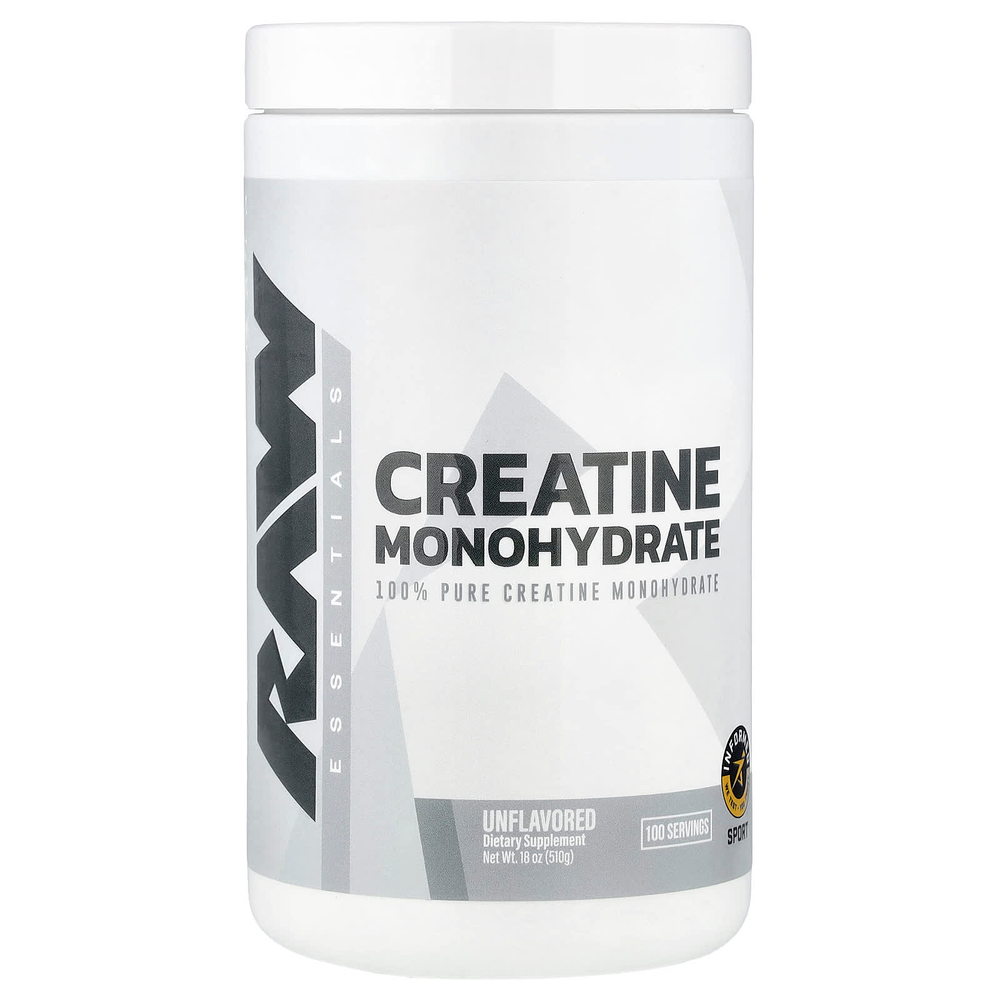 Raw Nutrition, Essentials, моногидрат креатина, без добавок, 510 г (18 унций)