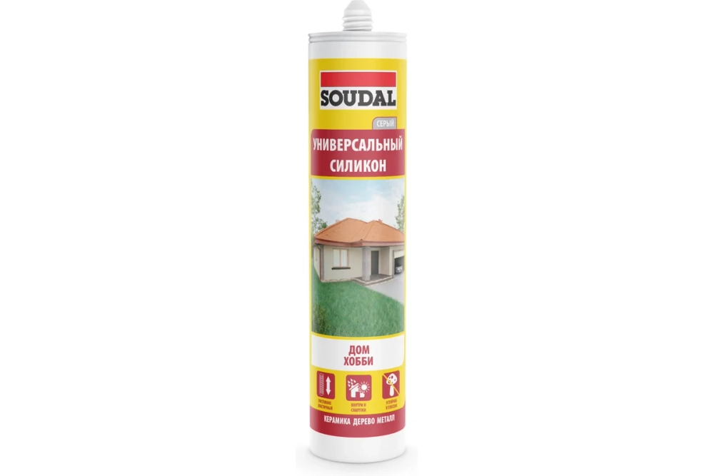 Универсальный силикон SOUDAL серый 105908