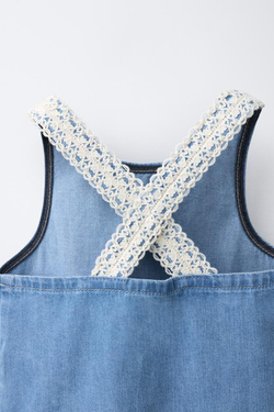 ZARA ДЖИНСОВЫЙ ТОП КРОШЕ, СИНИЙ
