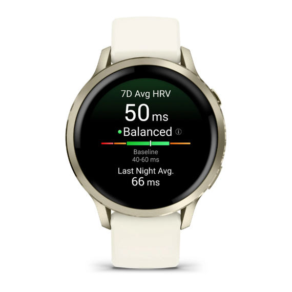 Умные часы Garmin Venu 4 - 41мм лунно-золотистый с силиконовым ремешком цвета слоновой кости