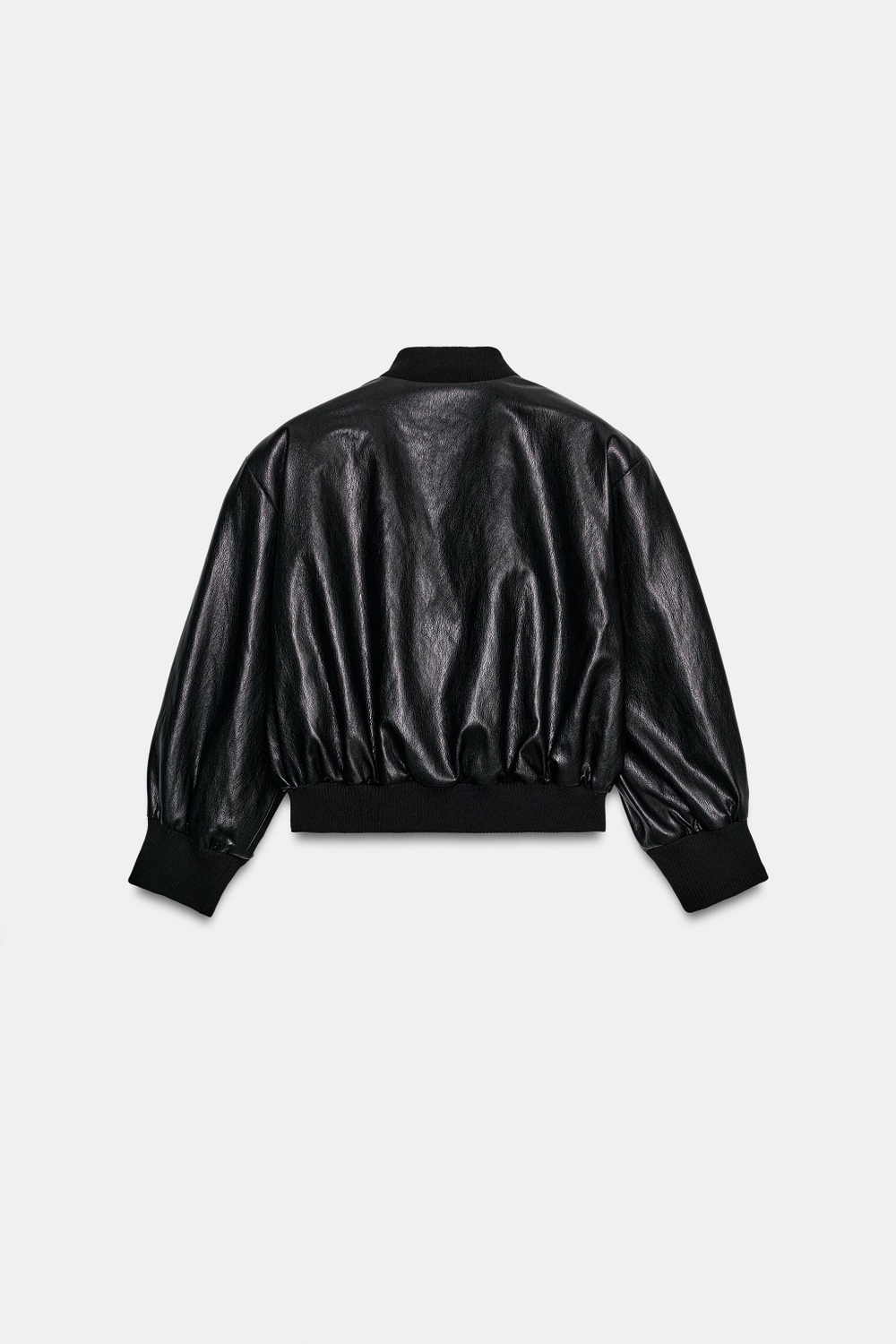 ZARA БОМБЕР ИЗ ИСКУССТВЕННОЙ КОЖИ С ПОДПЛЕЧНИКАМИ, ЧЕРНЫЙ