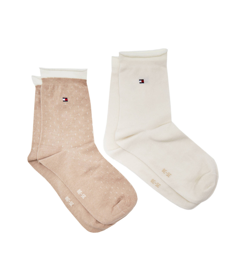 Носки 2 пары SHORT DROPPED ROLL TOP Tommy Hilfiger - кремовый(701224911)