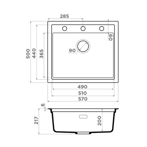 кухонная мойка Omoikiri Sintesi 57-GB Artceramic/графит