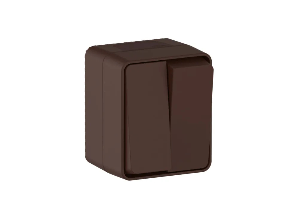 ATLASDESIGN PROFI IP54 О/У 2-клавишный ВЫКЛЮЧАТЕЛЬ, сх.5, 10АХ, КОРИЧНЕВЫЙ