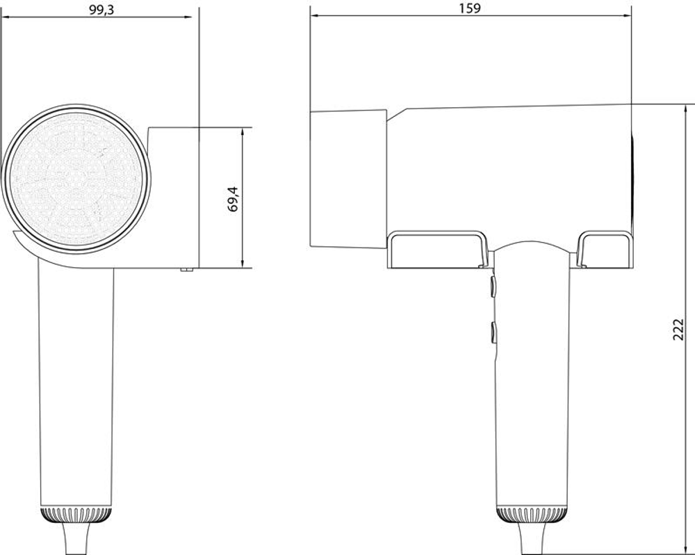 Фен настенный 1600 W ABS HOTELLINE 02070.WM белый